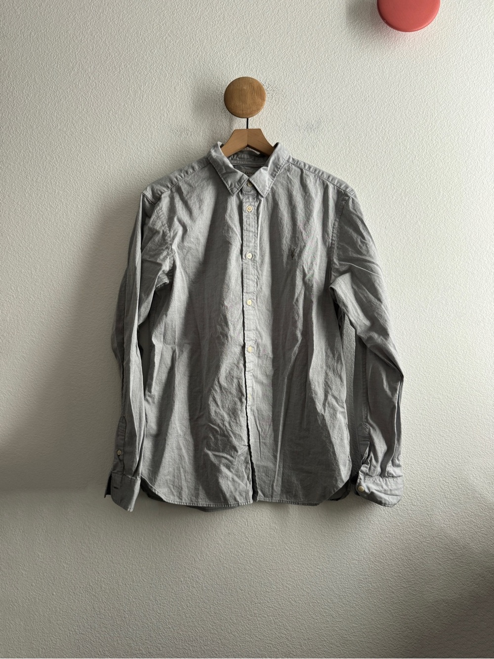 All Saints Gray Button Down Shirt